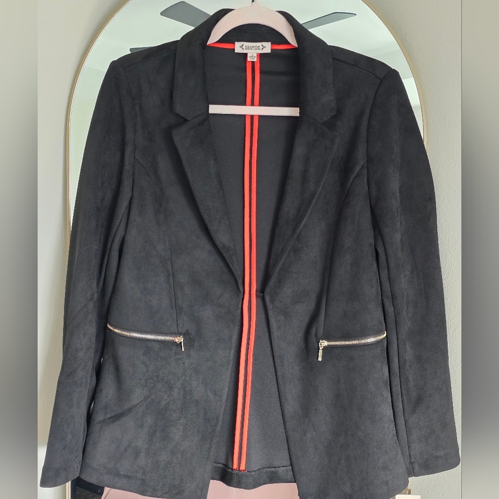 NWT Nanette Lepore Black Faux Suede Blazer Size S Business Casual Night Out Work - Picture 8 of 12